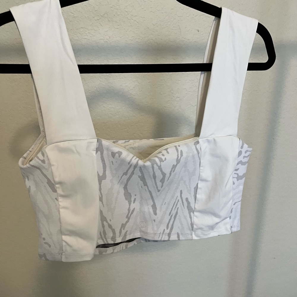 White and Gray Women's Workout Top